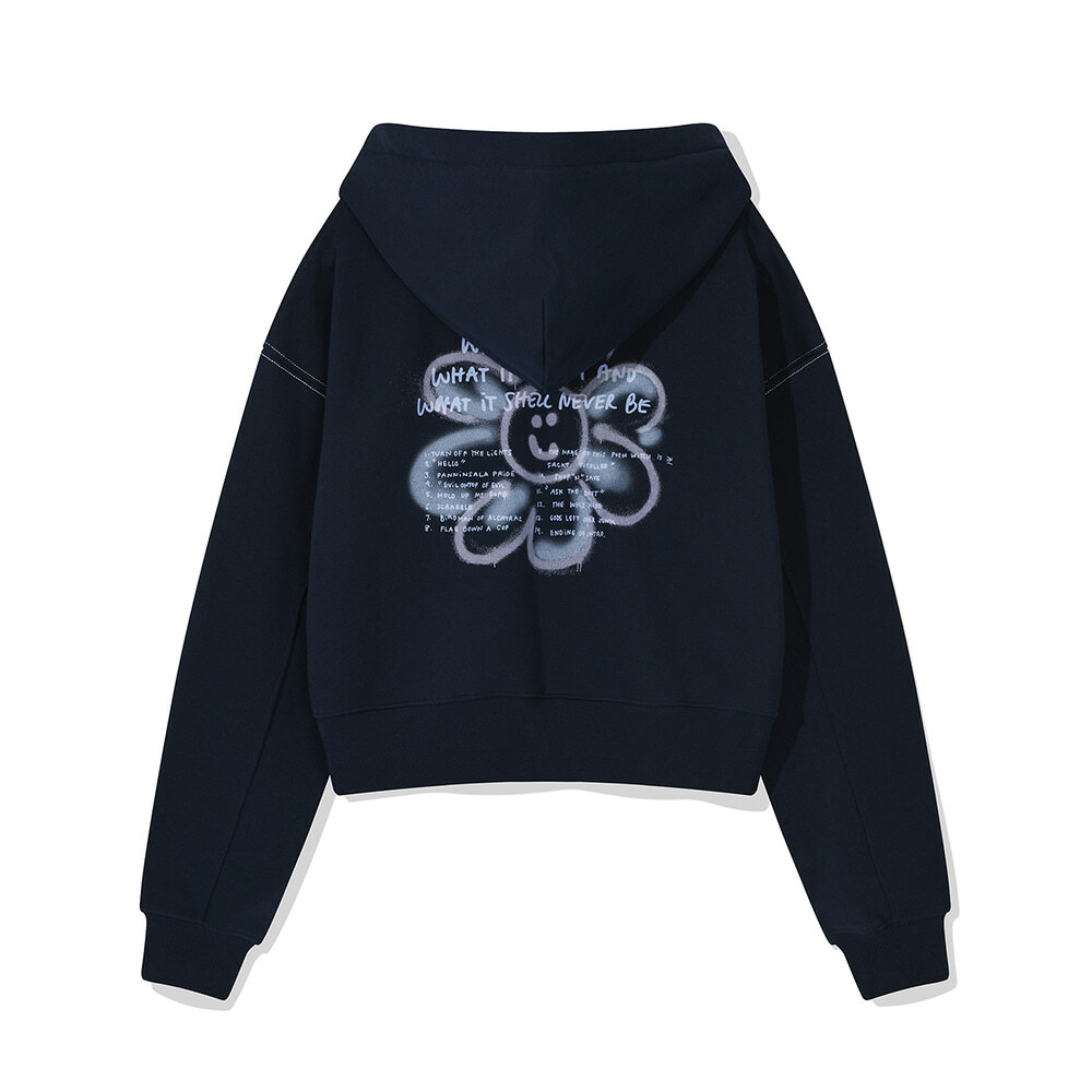 Wacky Willy Women's Flory Spray Graphic Crop Hoodie - Navy