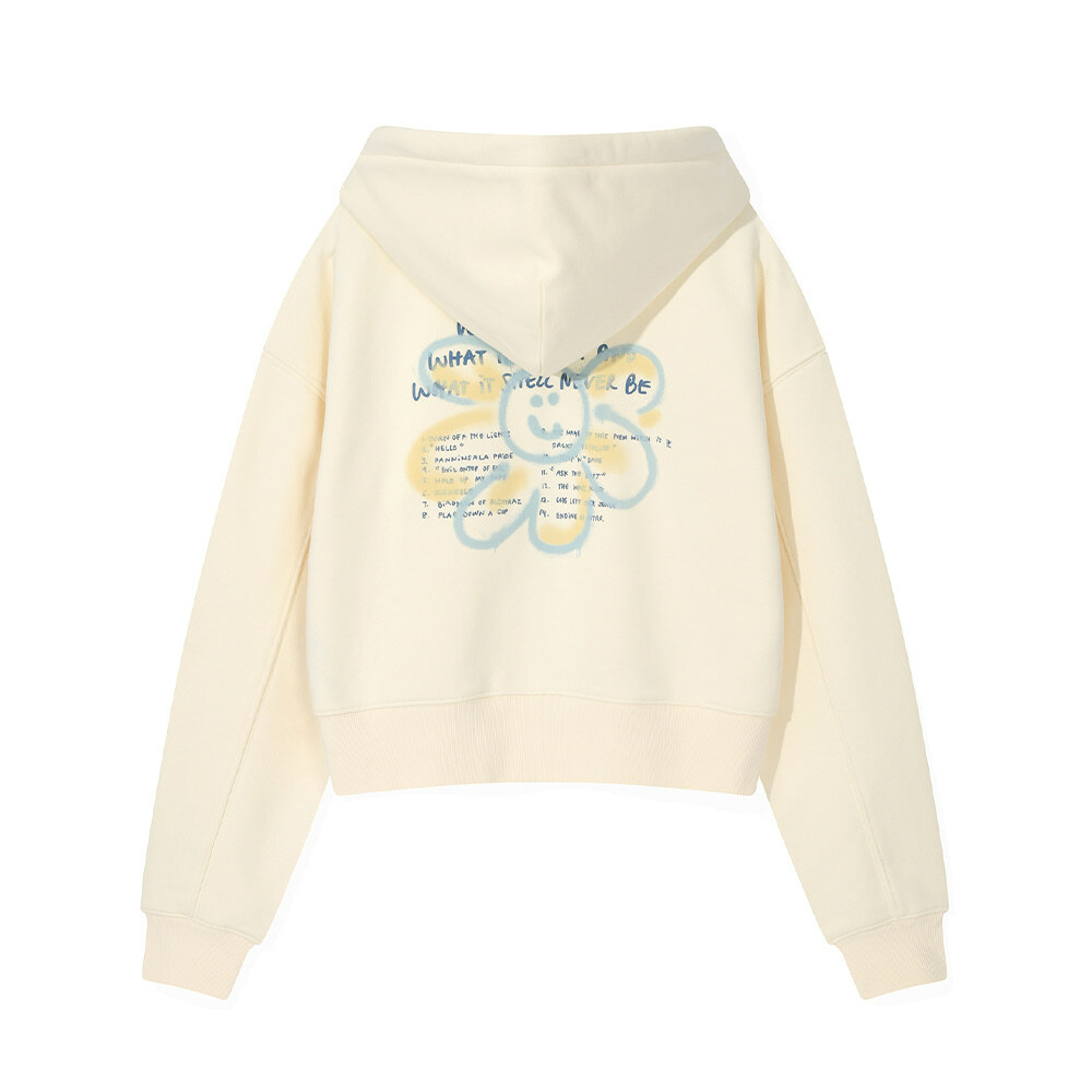 Wacky Willy Women's Flory Spray Graphic Crop Hoodie - Cream