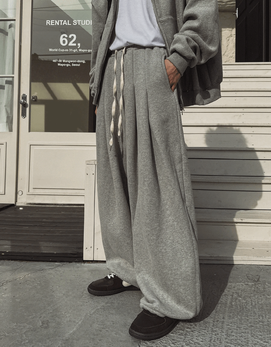 諾亞內刷毛慢跑褲棉褲