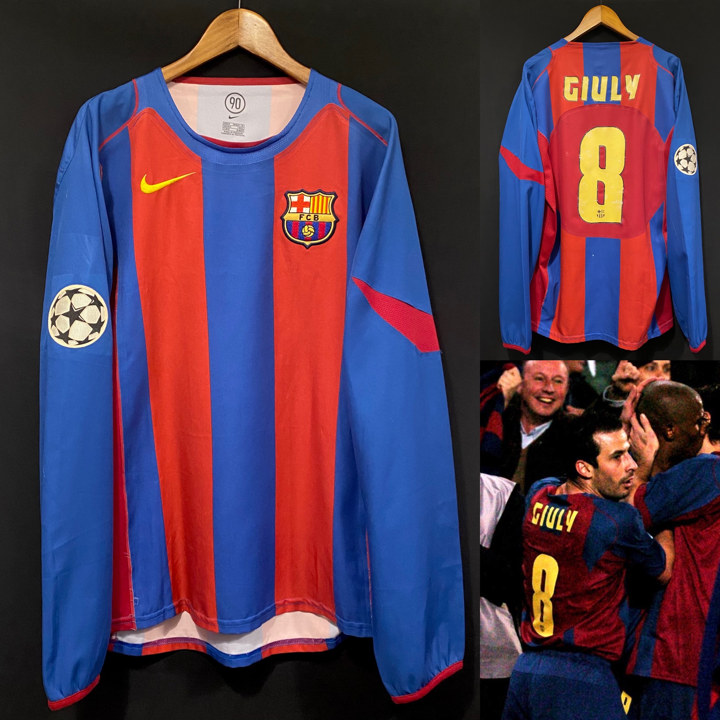 (更衣室版) 巴塞隆拿 2004-2005 歐聯主場長袖更衣室球員版球衣 #8 GIULY