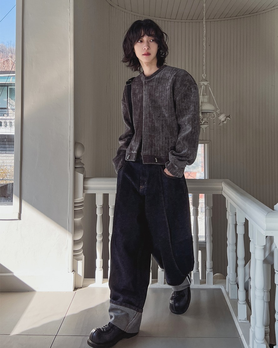 內襯捲起氣球貼合原色牛仔褲