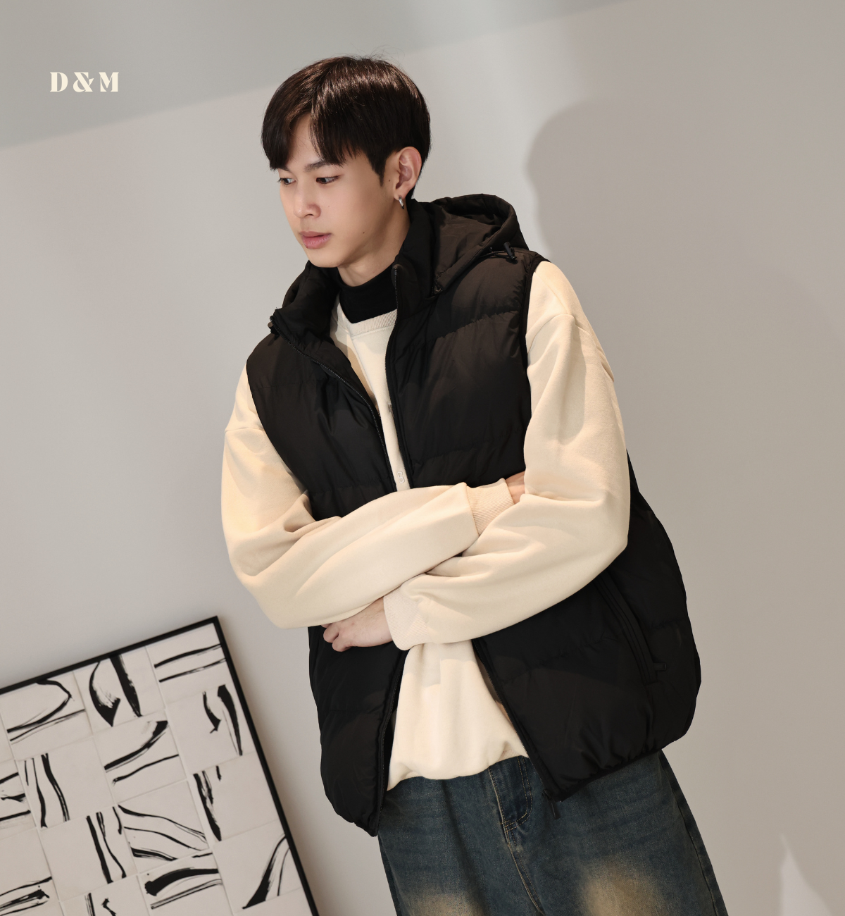 【輕暖羽絨】DOMISS可拆式連帽羽絨背心-2色 保暖 羽絨外套 情侶裝(現貨)