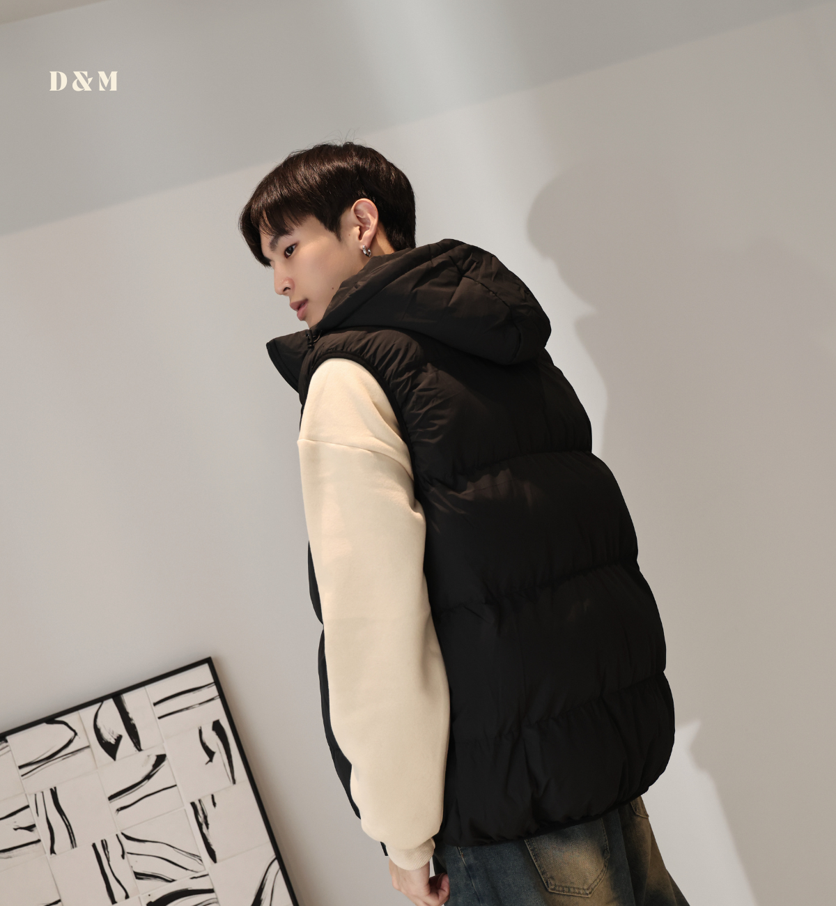 【輕暖羽絨】DOMISS可拆式連帽羽絨背心-2色 保暖 羽絨外套 情侶裝(現貨)