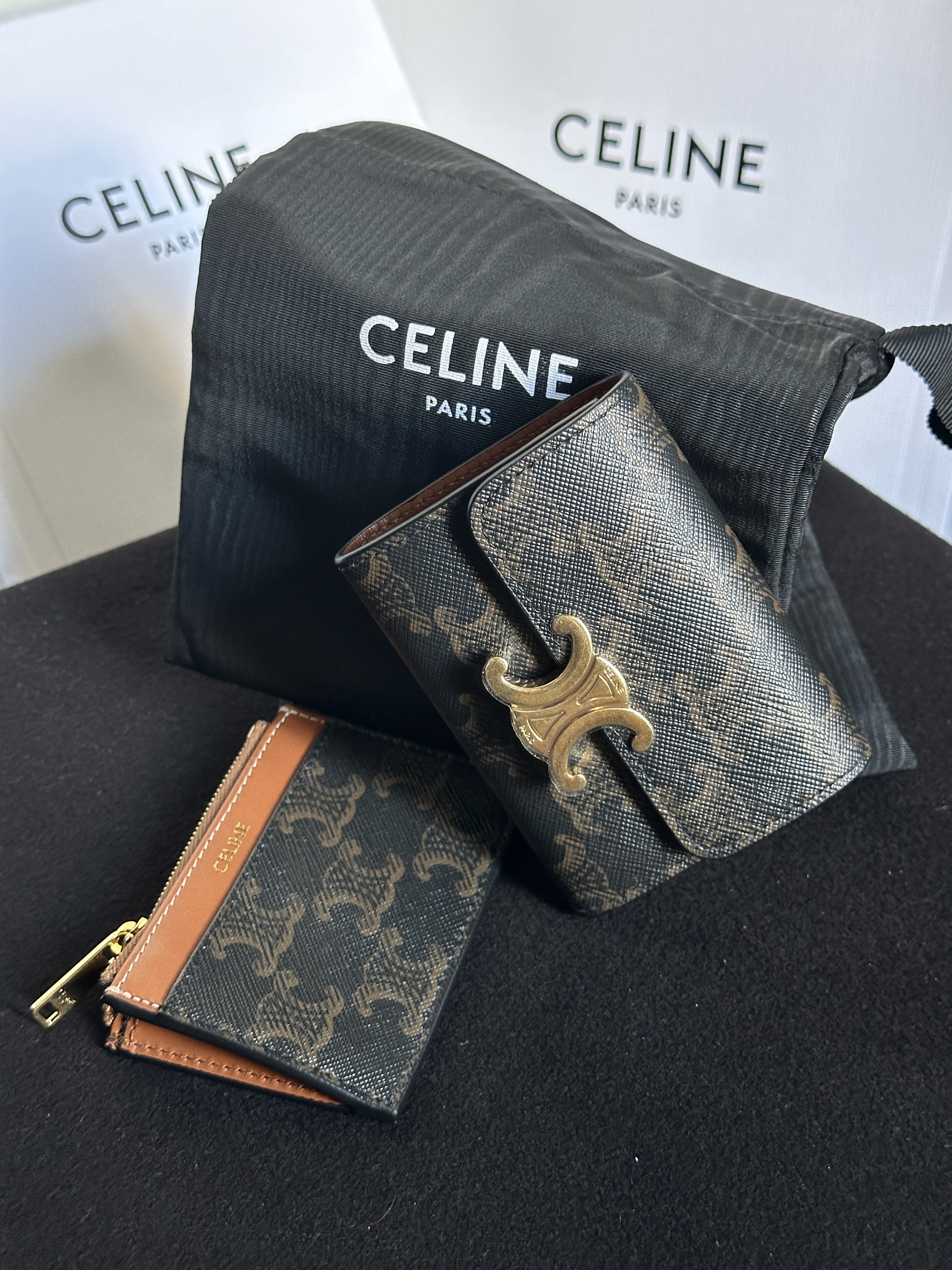Celine Compact 老花銀包可拆散子包