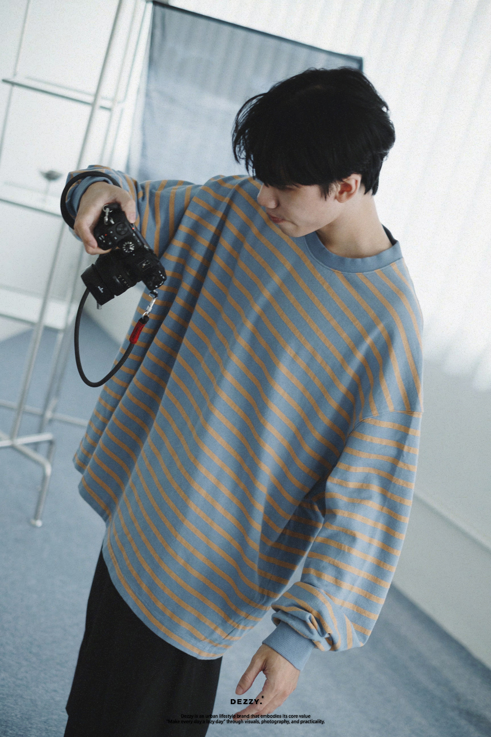 Dezzy 雙色 條紋 寬鬆 針織長袖