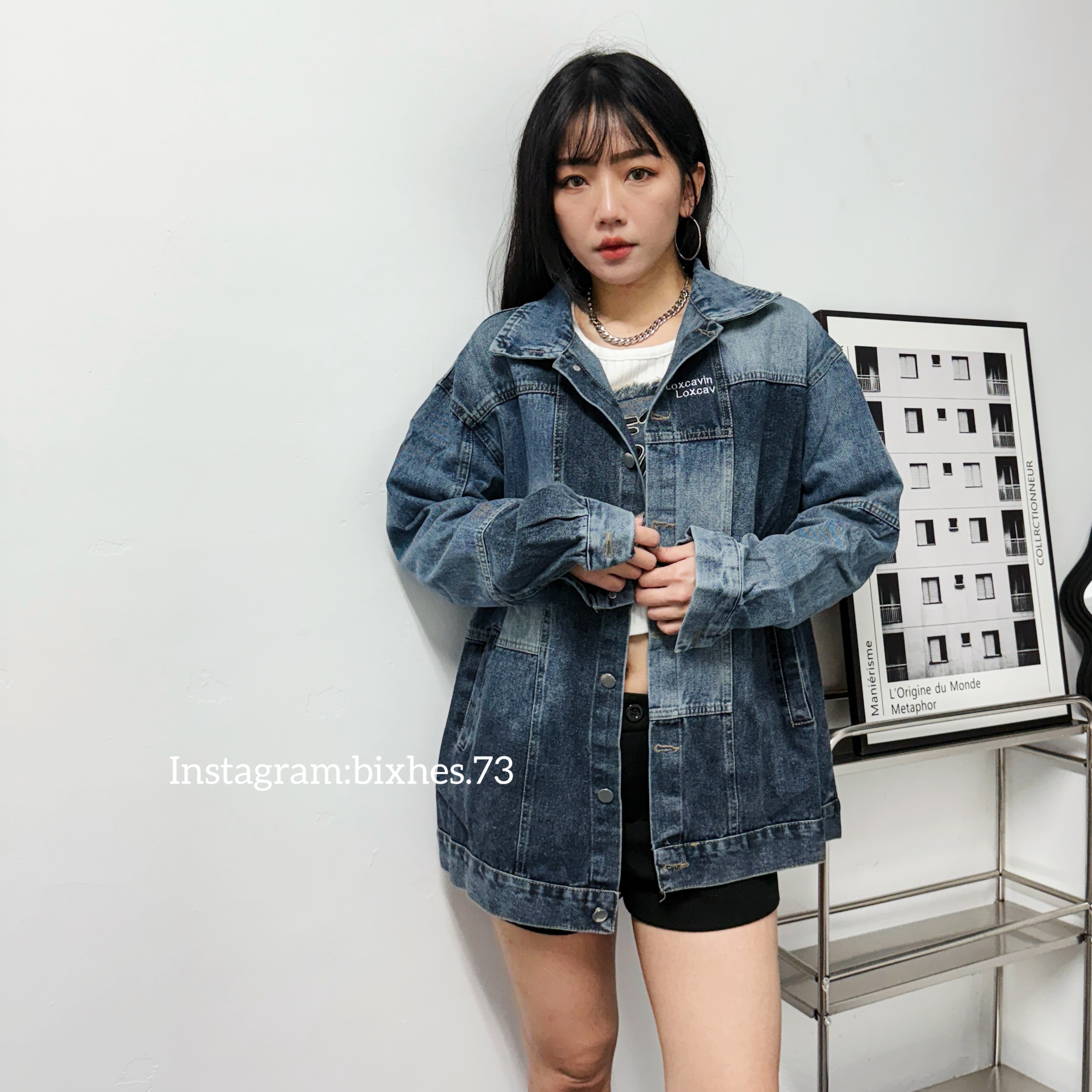 刺繡拼接牛仔外套(F00053)