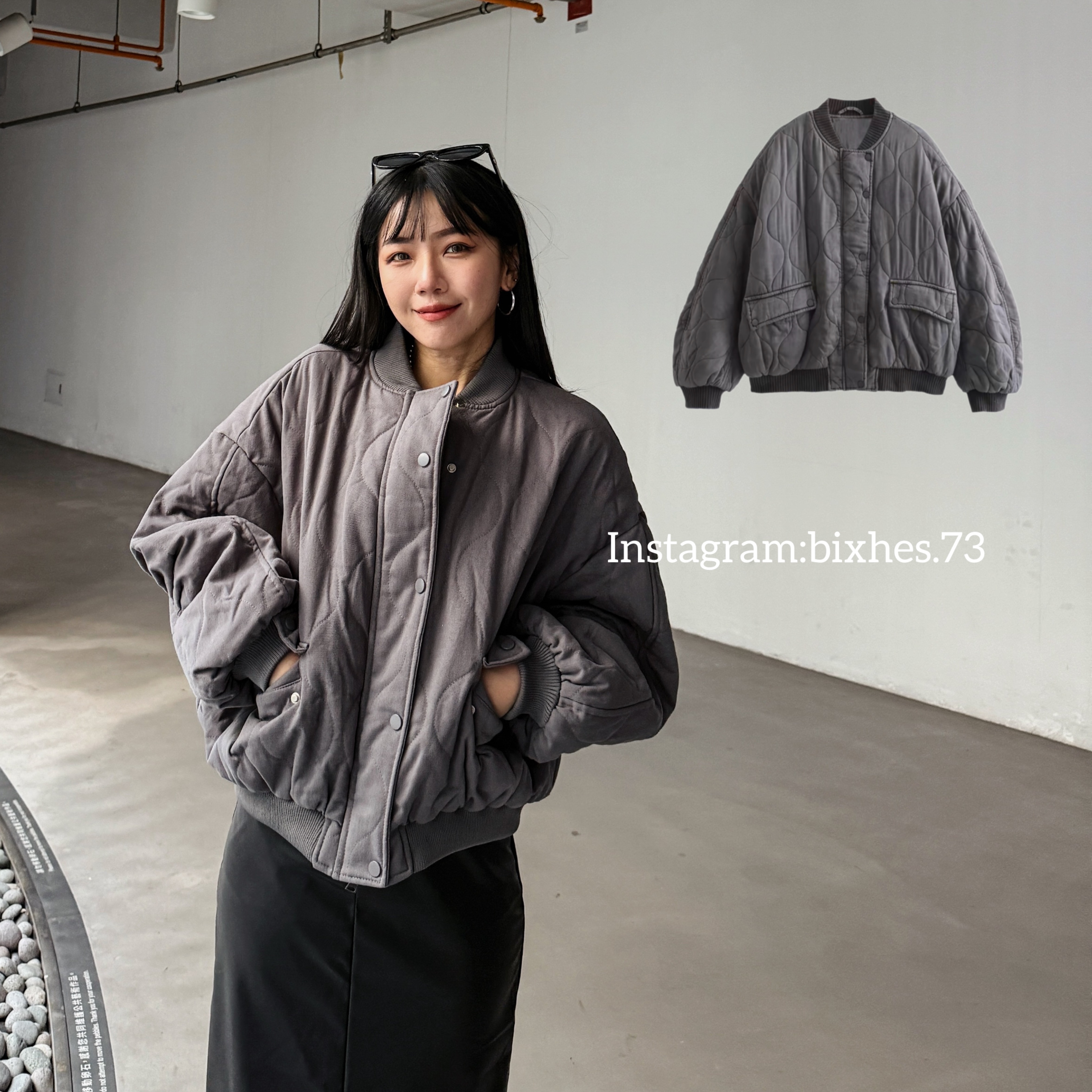 厚實壓紋鋪棉外套(F00054)