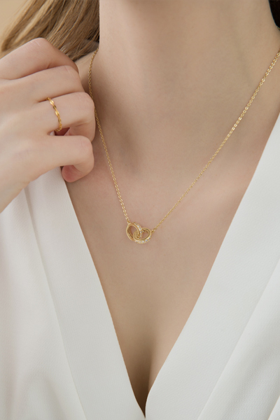 水鑽圈交疊鎖骨鍊