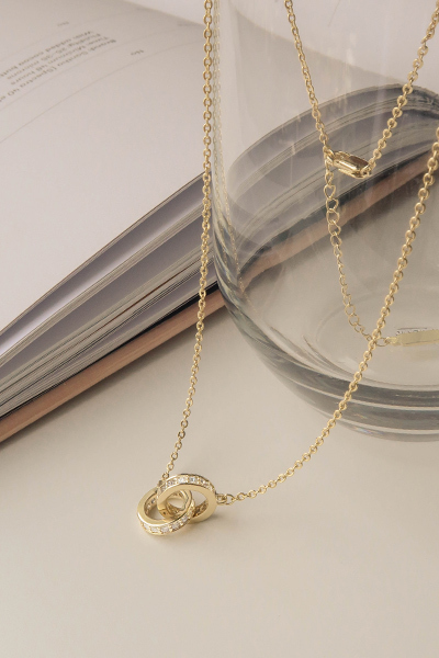 水鑽圈交疊鎖骨鍊