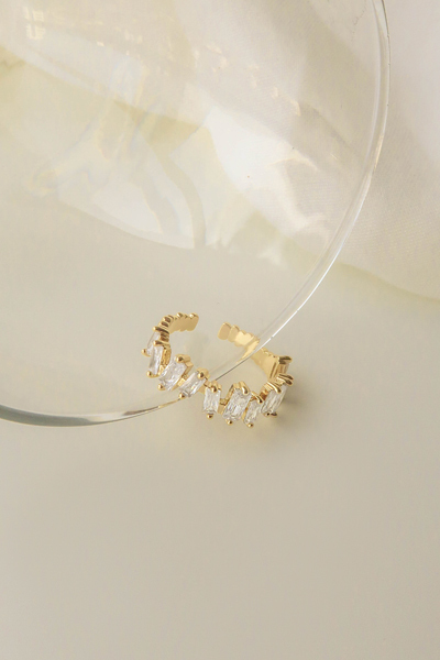 交錯式排列水鑽可調式戒指