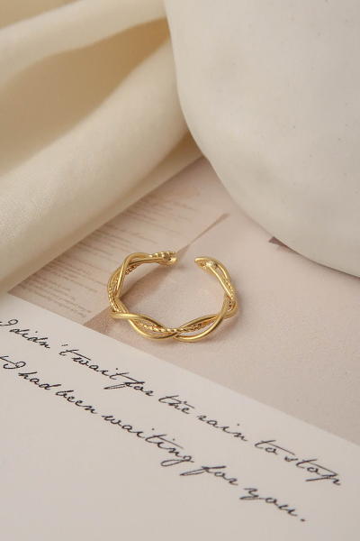 麻花纏繞可調式戒指