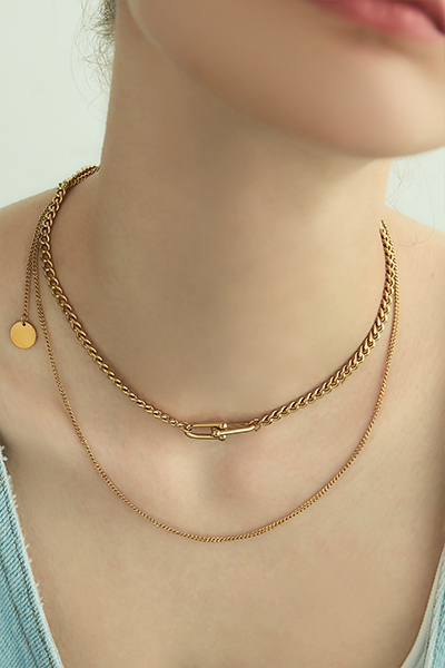 個性雙層馬蹄扣項鍊