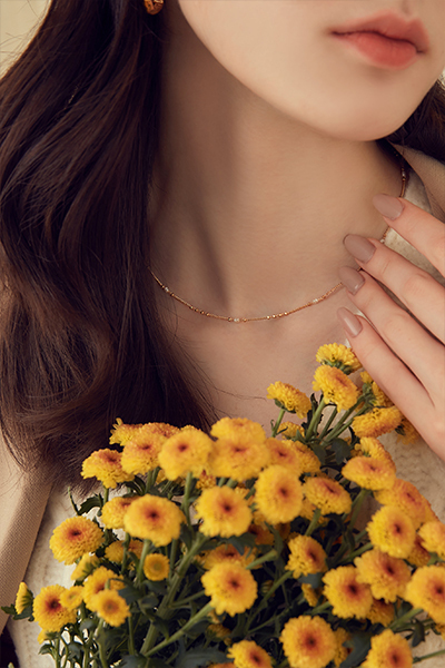 優雅感間珠鎖骨鍊