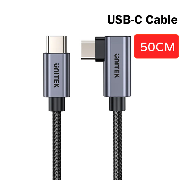 UNITEK - 【C14123BK】100W USB-C 90度轉角快充數據線/充電線 (50CM/1M/2M)