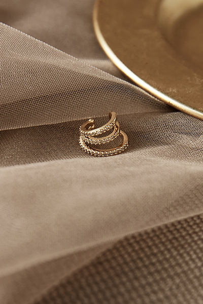 三層鋯石耳骨夾(單支)