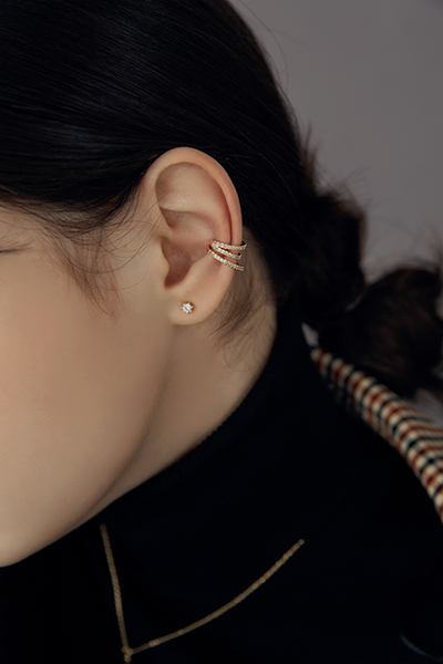 三層鋯石耳骨夾(單支)