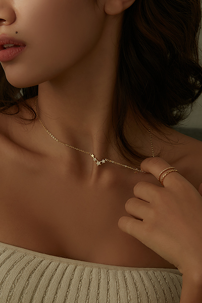 自訂款。星光鋯石鎖骨鍊