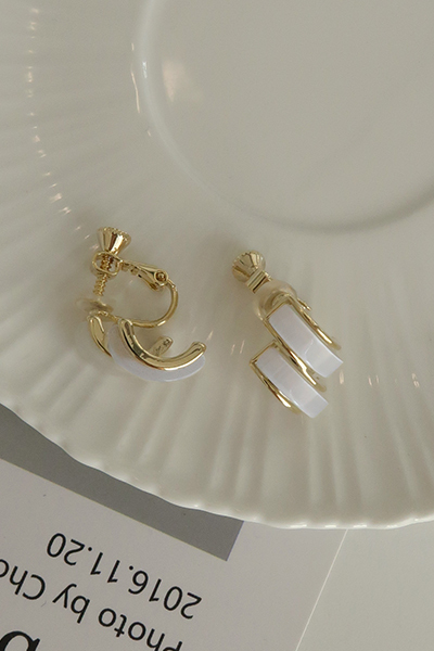 雙層貓眼。夾式耳環