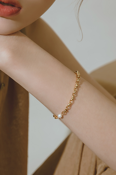 單珍珠鍊條手鍊