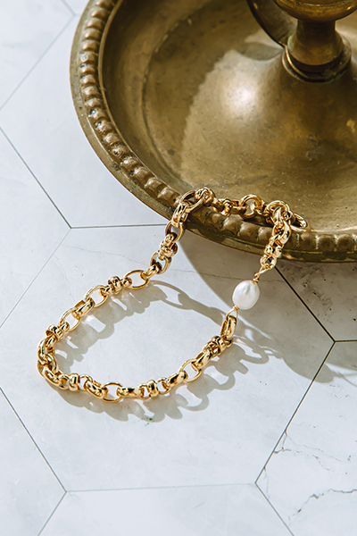 單珍珠鍊條手鍊