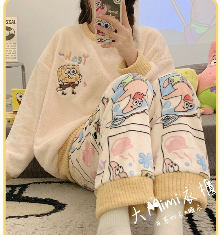 🔥暖呼呼系列-海綿寶寶法蘭絨睡衣