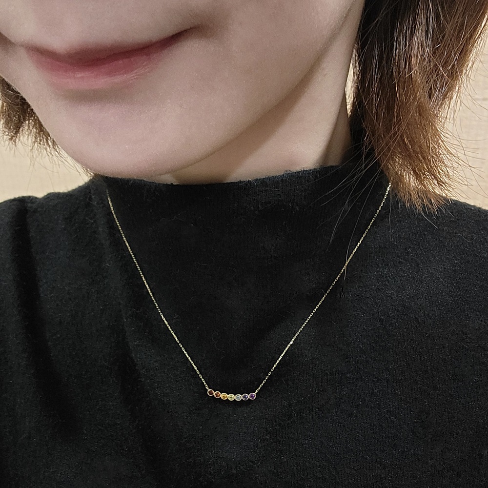 【me.luxe】K10彩虹微笑花朵鍊