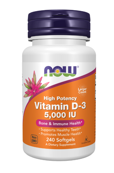 [現貨] NOW 高效力維他命D-3 5000IU 120 / 240粒 Vitamin D3