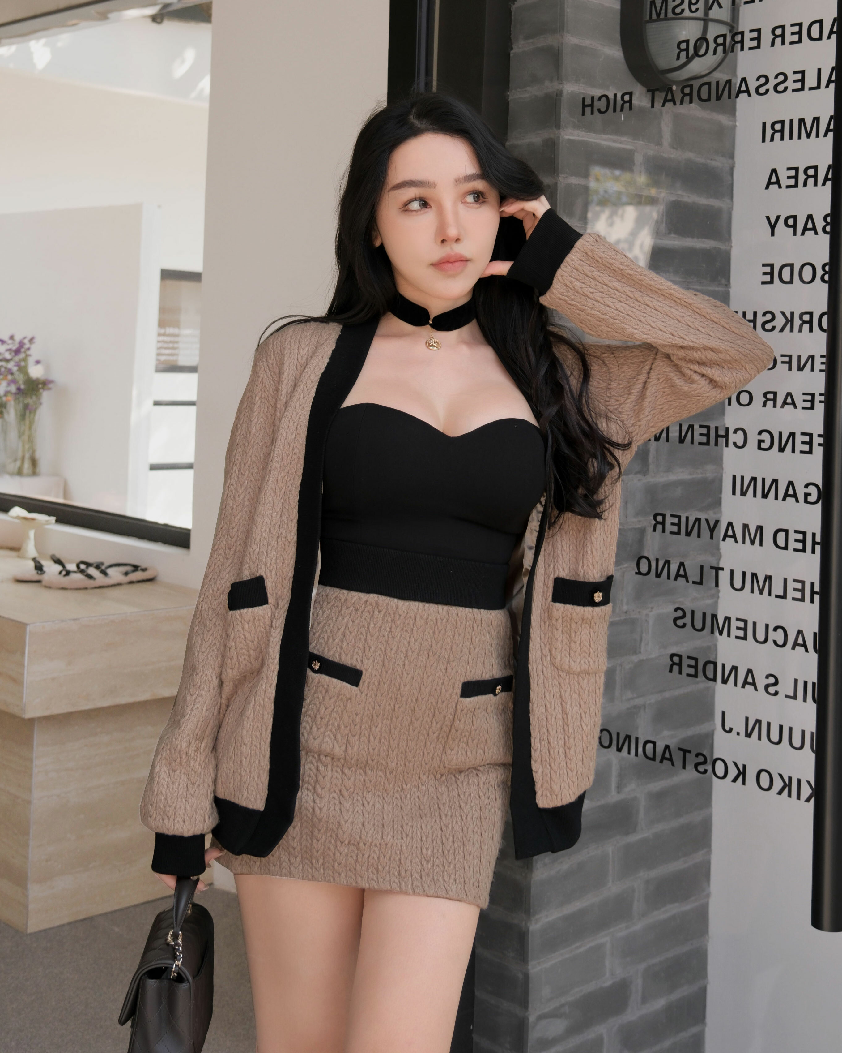 限量-小香風麻花開襟領套裝