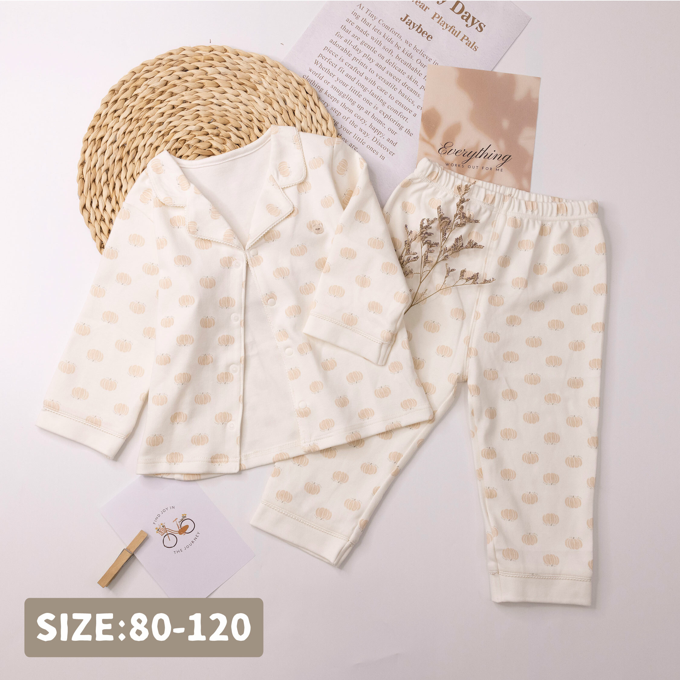 純淨系列【T3027】小南瓜滿版翻領睡衣套裝