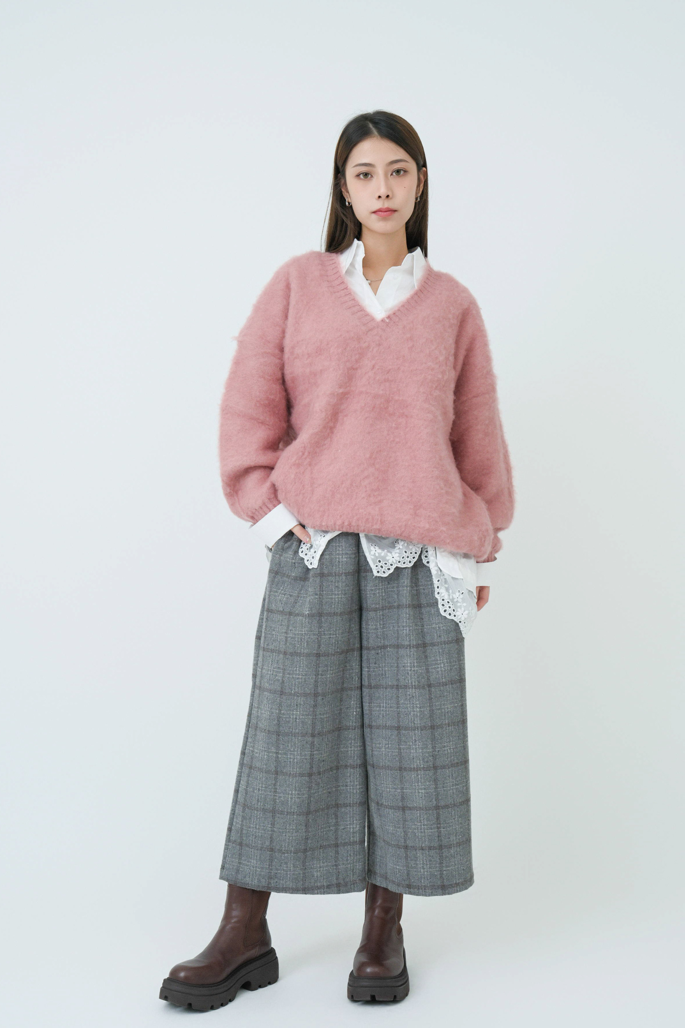 重毛感morhair V領大冷衫 (現貨款式）