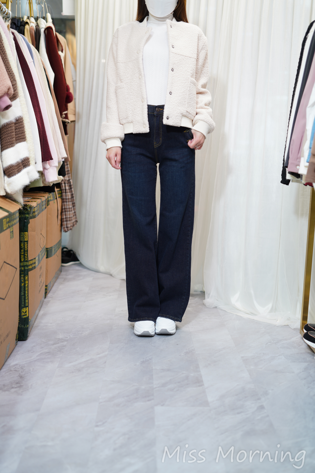 4成羊羔毛有型棒球褸(14386)