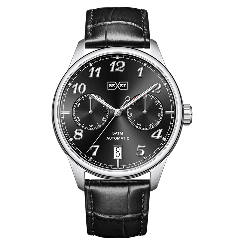 【BEXEI 貝克斯】 9167 動力儲存 太陽紋錶盤 日期顯示 夜光 全自動機械錶 手錶 腕錶 -