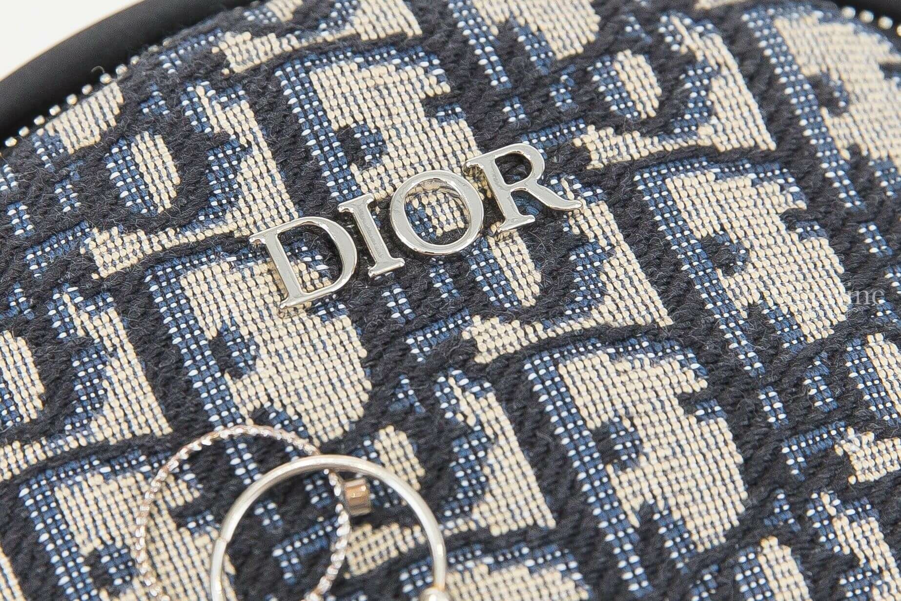 Dior Kids' Mini Rider Backpack 米色底深藍復古老花帆布黑色小牛皮提把尼龍背帶兒童迷你手提後背包