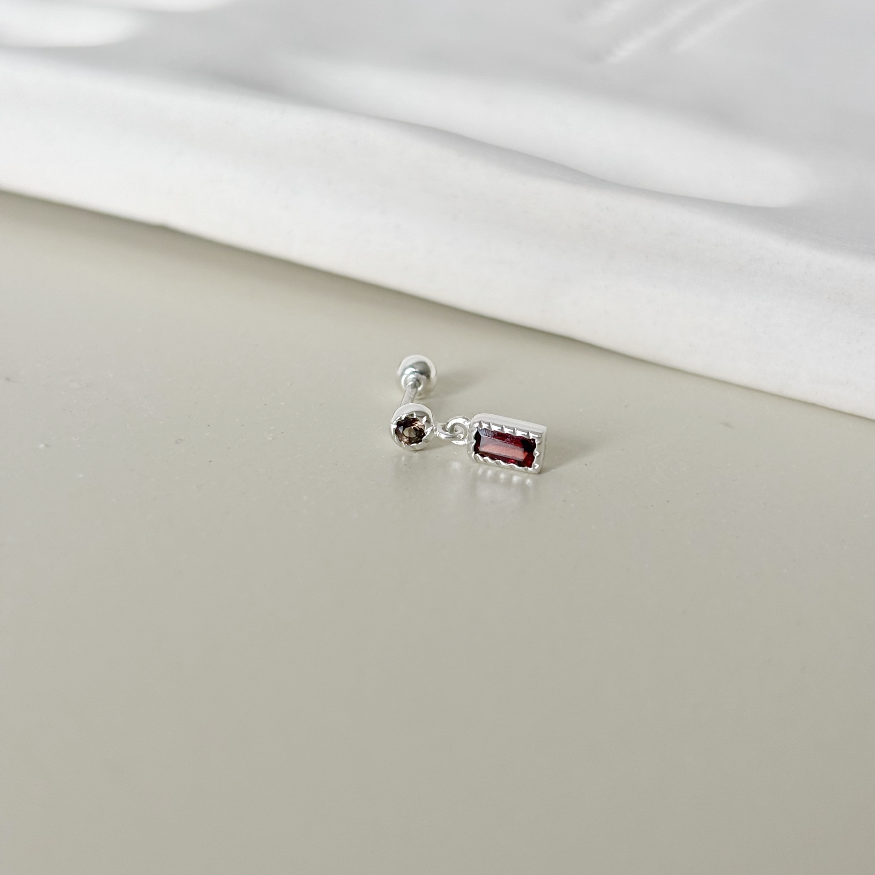 蛋糕長方小圓石榴茶晶轉珠耳環