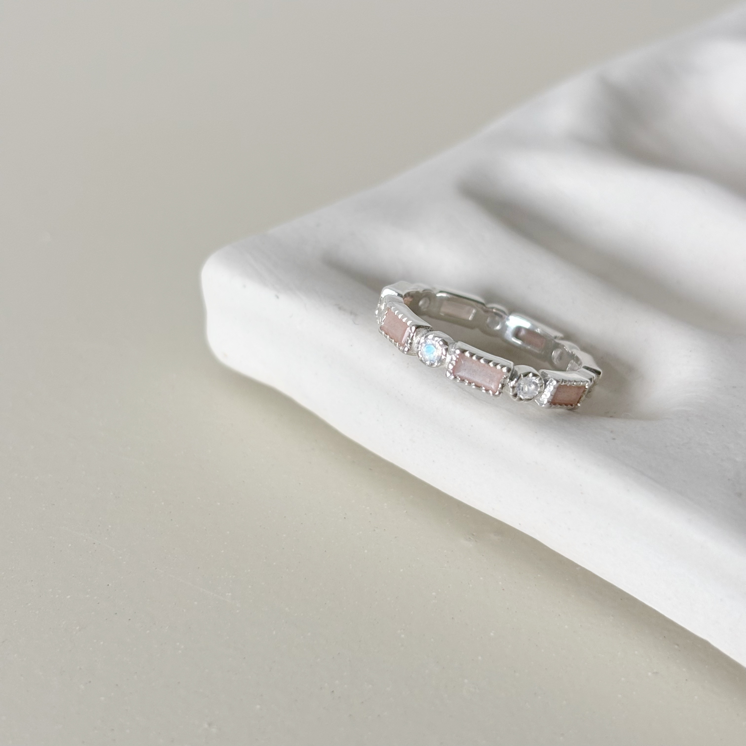 整圈蛋糕長方小圓蜜桃月光戒指