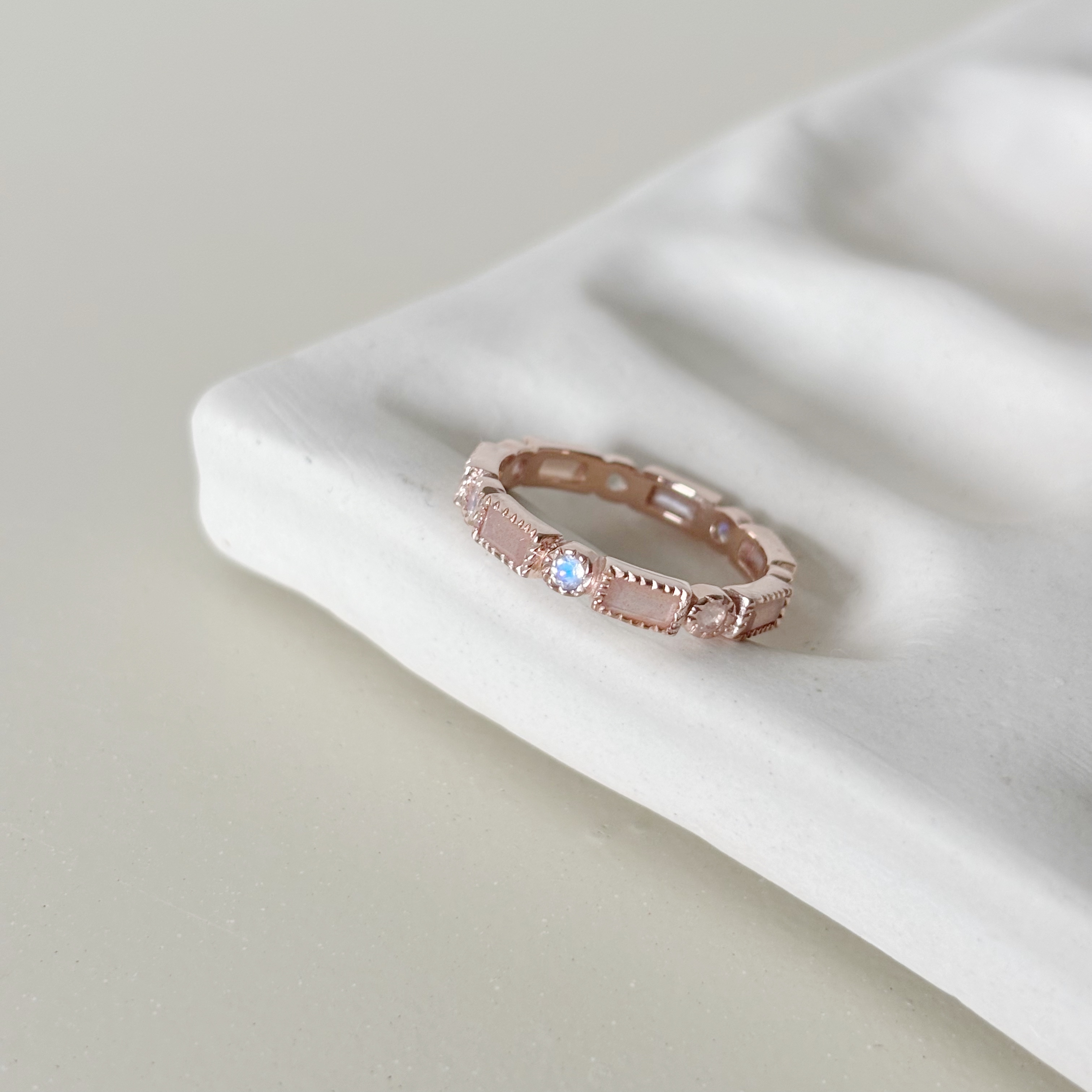 整圈蛋糕長方小圓蜜桃月光戒指