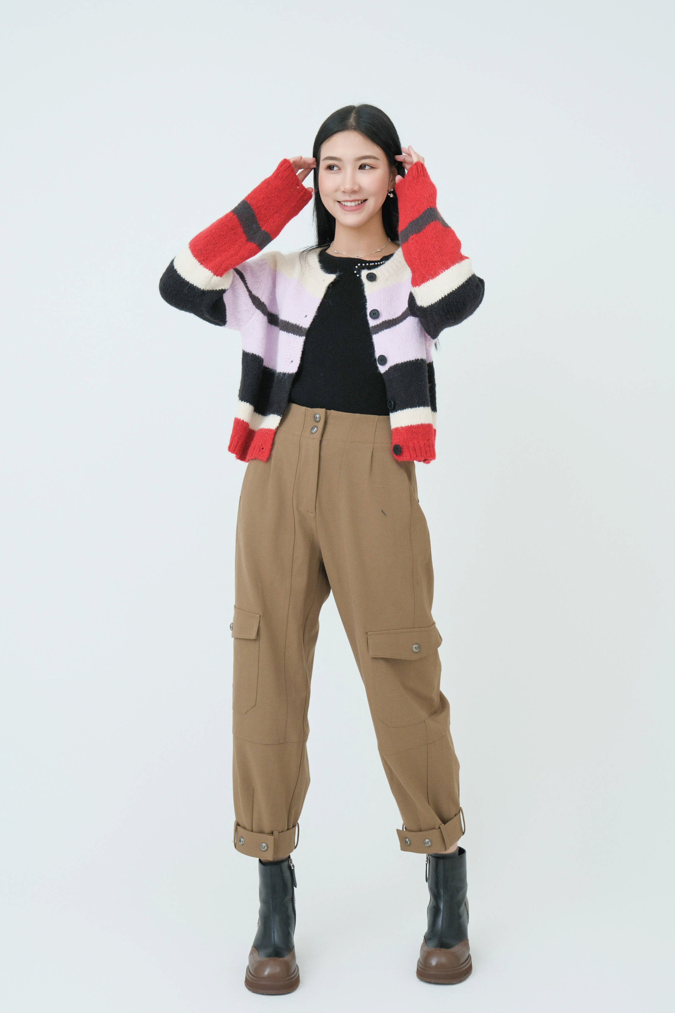 彩色粗間冷cardigan (現貨款式）