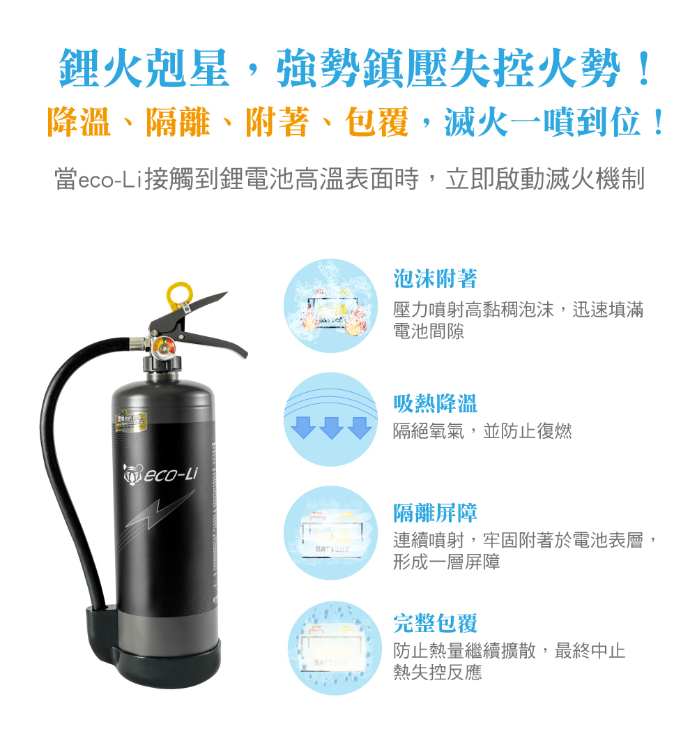鋰電池滅火器eco-Li滅火藥劑滅火原理