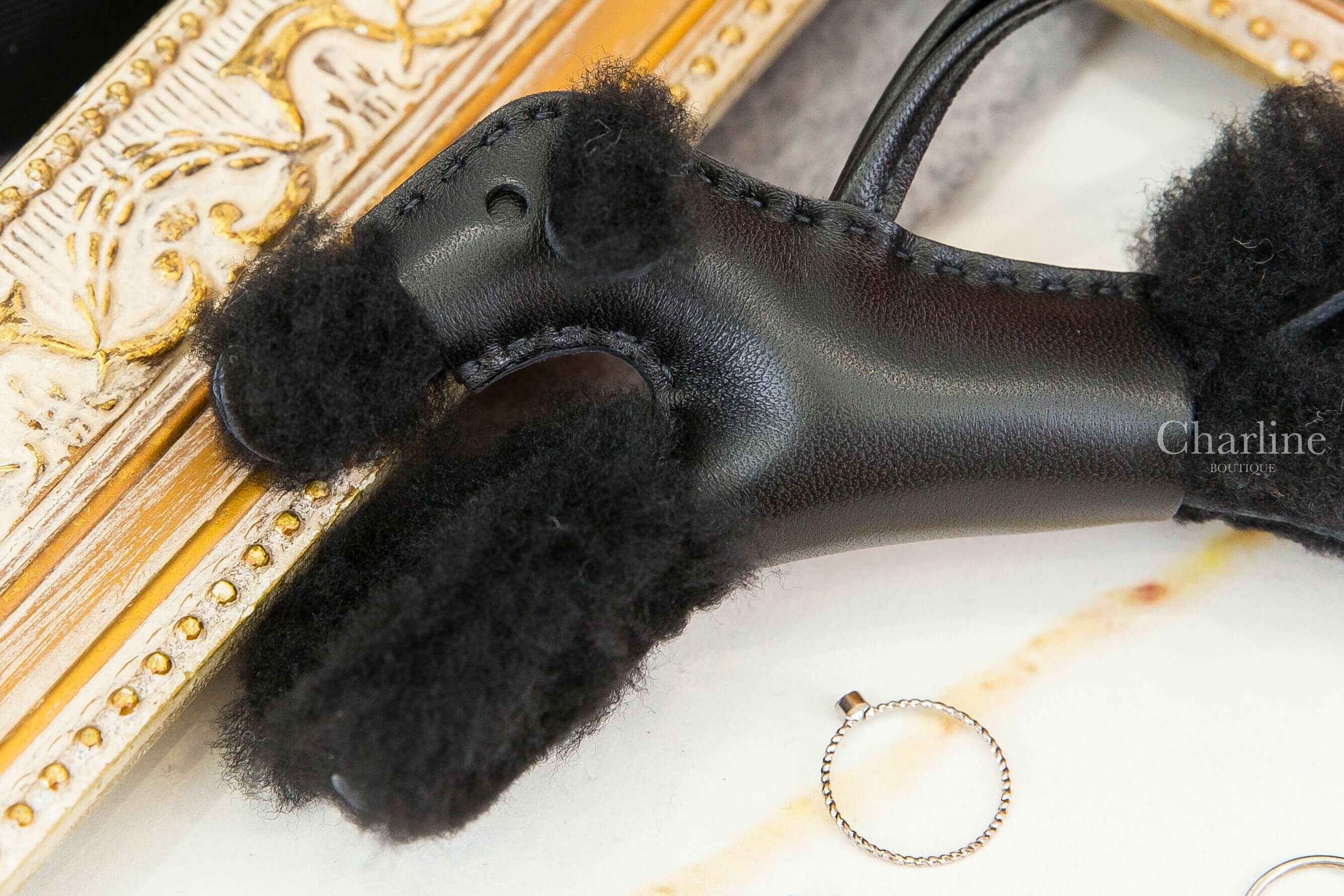 Hermès Hermès Budy Charm 全黑色羊毛獵狐梗犬吊飾