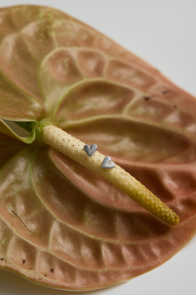 微美心型鏡光。銀針耳環(銀)