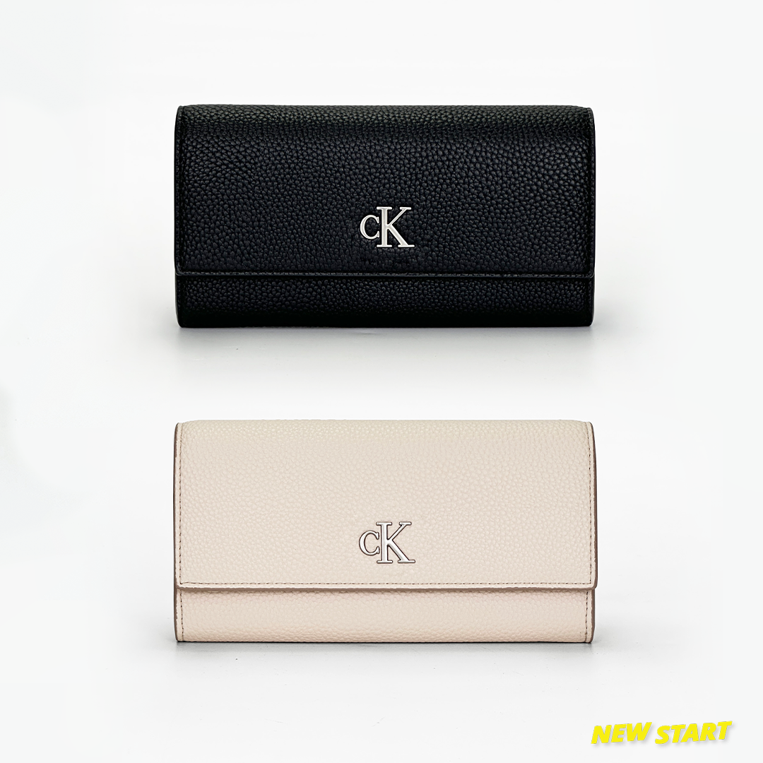 Calvin Klein CK 立體金屬字母 翻蓋長夾 女生長夾