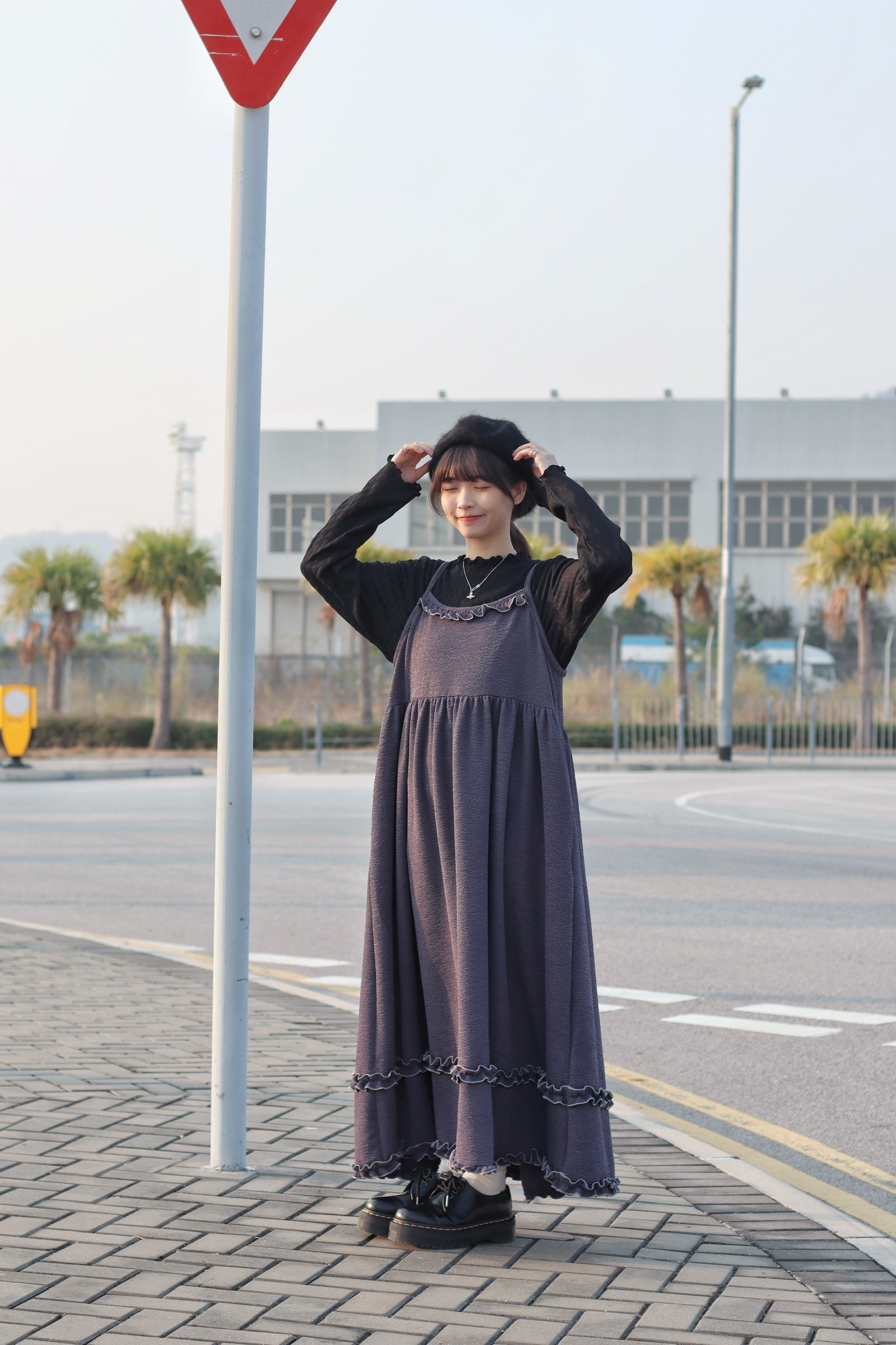 可調節長度~ 垂感up撞色Ruffle OPS 三色入
