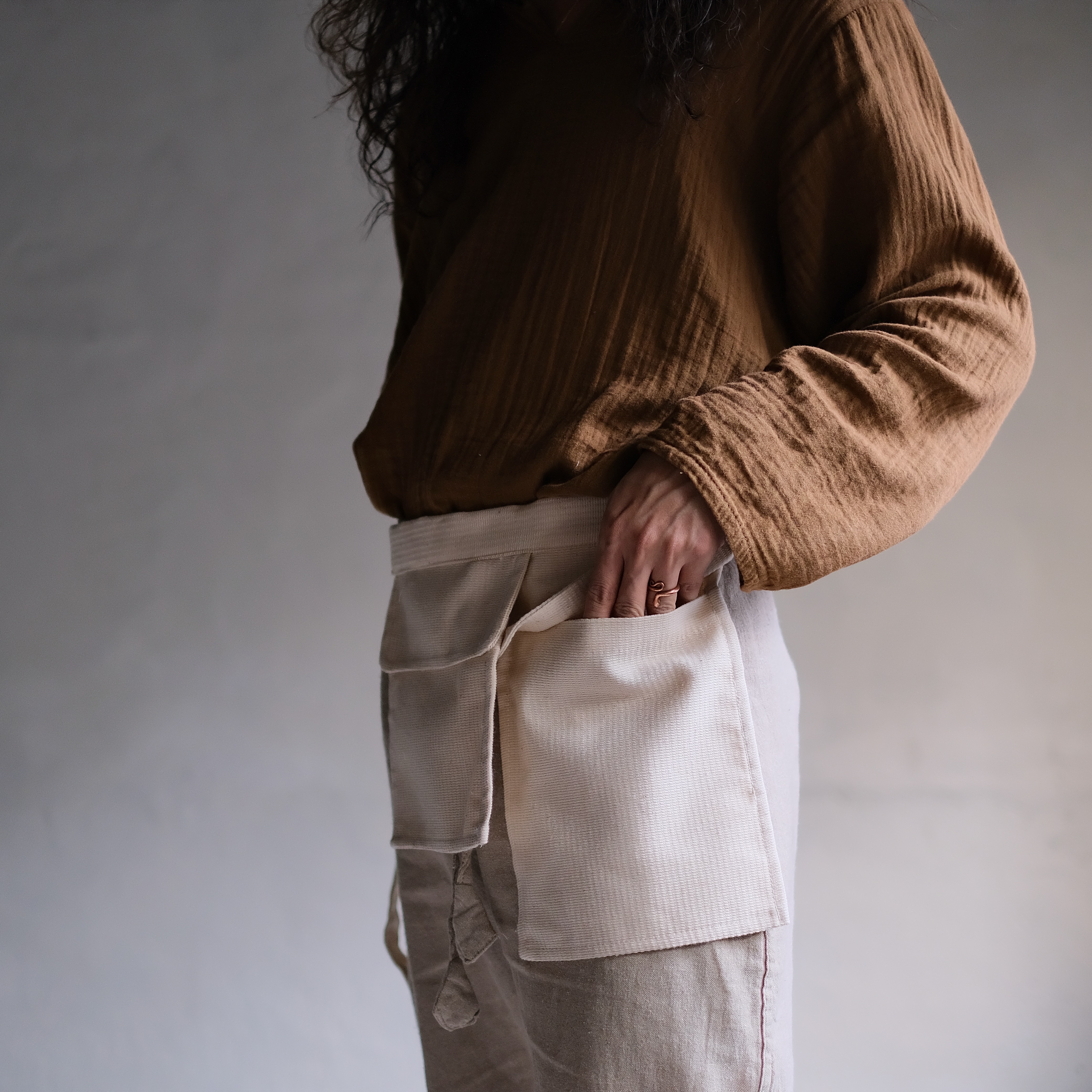 步野 Wild Fabric 圍裙式工具袋 米白