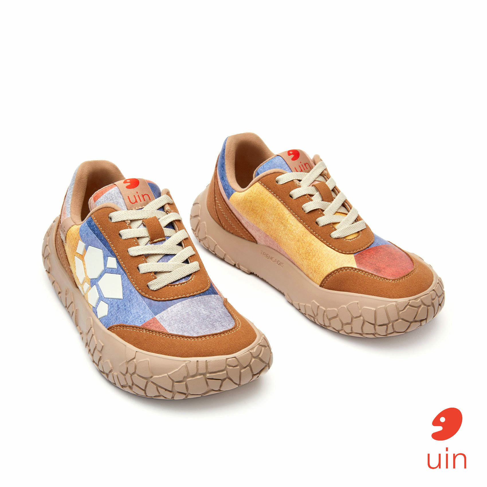 【Uin】西班牙原創設計 | 斑駁院牆 馬賽克1 女鞋 彩繪鞋 休閒鞋 懶人鞋