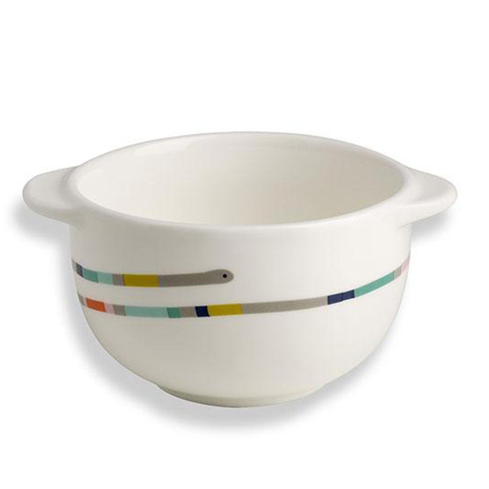 法國BANDJO 彩條白瓷碗