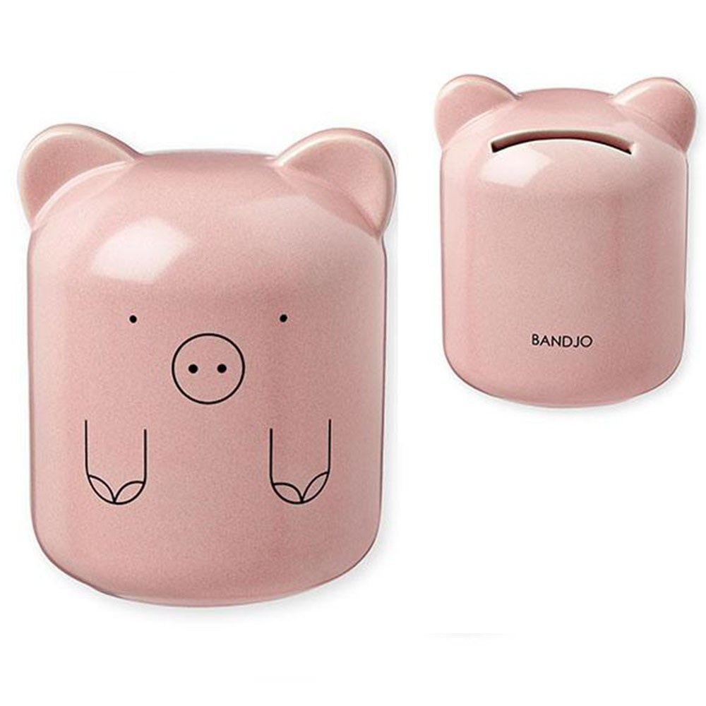 法國BANDJO 小豬陶瓷存錢筒-粉紅