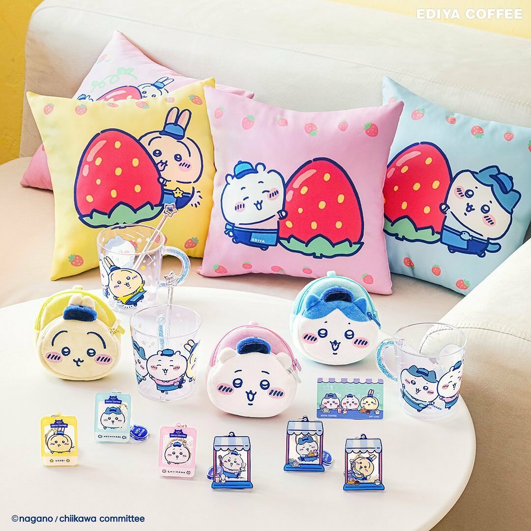 iSNEAKERS｜韓國 EDIYA COFFEEＸ吉伊卡哇 Chiikawa 聯名商品 收納袋 抱枕