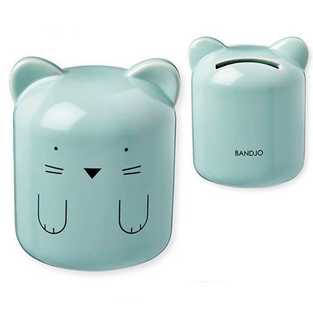 法國BANDJO 小豬陶瓷存錢筒-粉藍