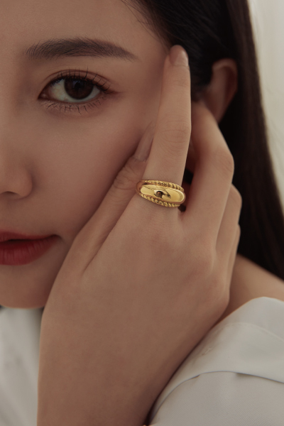 時髦麻花邊寬版戒指