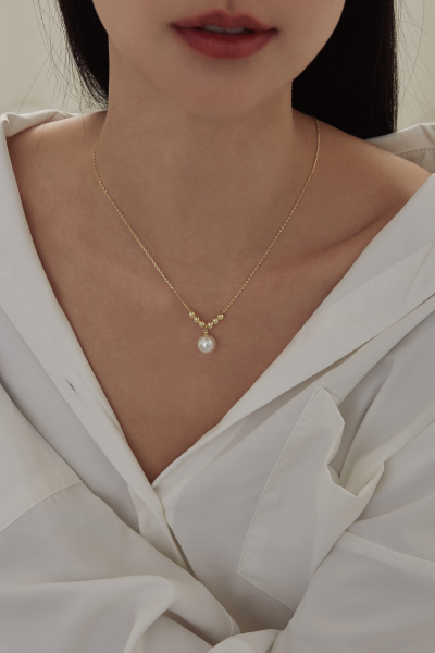 小金豆珍珠垂墜項鍊